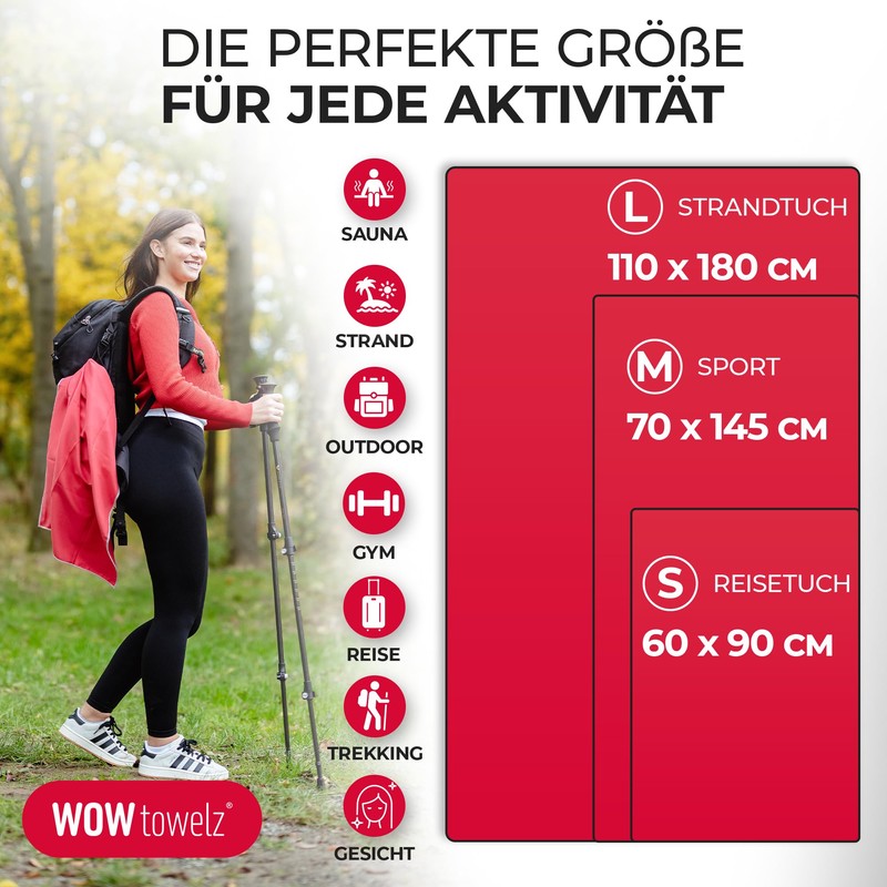 Wowtowelz Microfibre Towel (Red, 180 x 110 cm)
