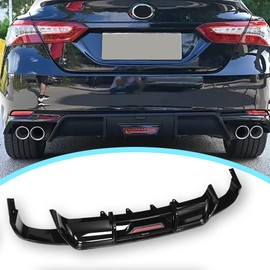 Mactoom Rear Lip Bumper Diffuser Compatible with Toyota Camry 2018-2022 SE XSE Rear Body Splitter Valance W/LED Light 3PCS (Glossy Black)