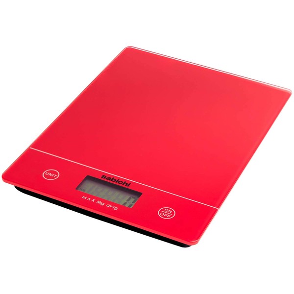 Sabichi Red Digital Kitchen Scales - Accurate Food Scale,Tempered Glass