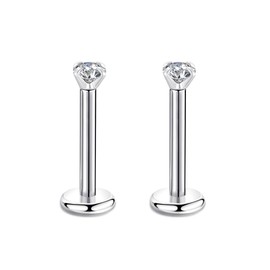 Candyfancy 16G/1.2 mm Helix Tragus Piercing Ear Lip Labret 2/3/4 mm Cubic Zirconia Gem Ear Jewellery Crystal Cartilage Stud Earrings Zirconia Earrings for Women Girls, Cubic Zirconia, Cubic Zirconia