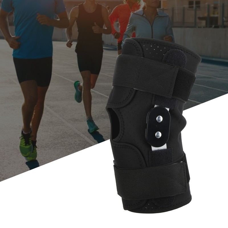 Hinged Knee Brace Support Adjustable Knee Joint Pads with Strap