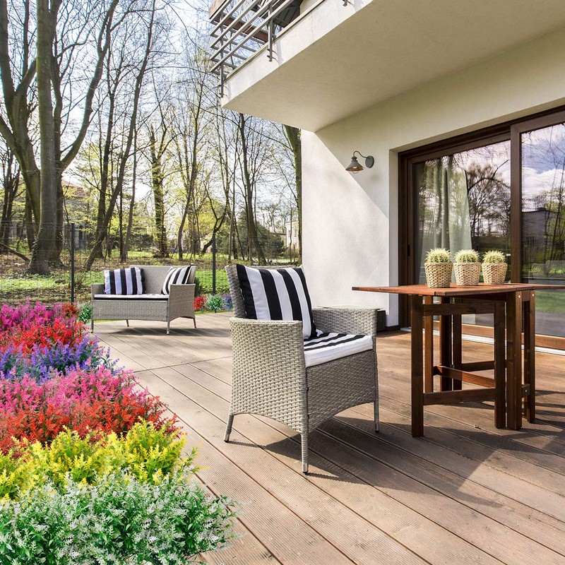 JEMONG 20 Bundles Artificial Lavender Flowers Outdoor UV Resistant Fake