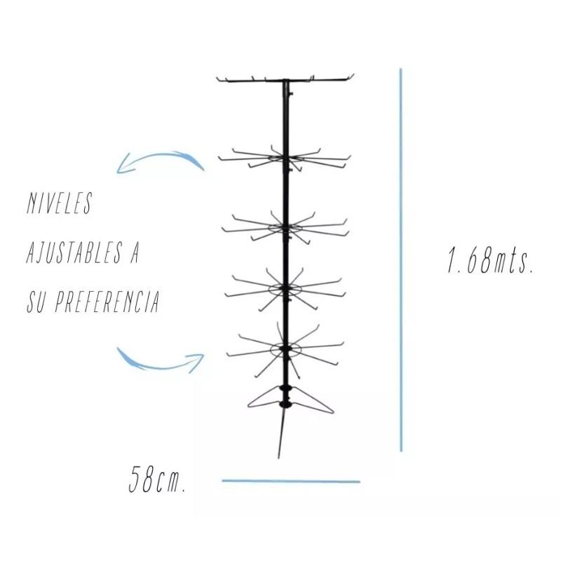 Decora Araña Exhibidor Giratorio De Piso 5 Niveles Negro Oferta!