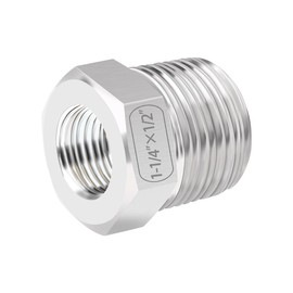 Quickun Stainless Steel Reducing Hex Bushing, 1-1/4" Male NPT to 1/2" Female NPT, Reducer Bushing Pipe Hose Fitting