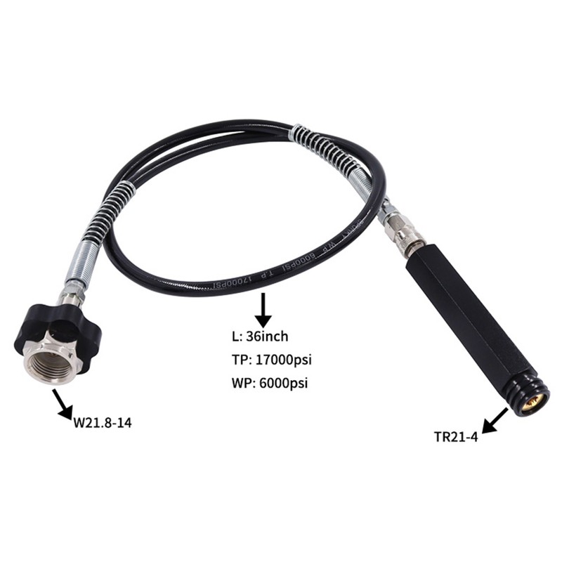 W21.8‑14 CO2 Cylinder Refill Adapter Hose with Spring Tube 36in