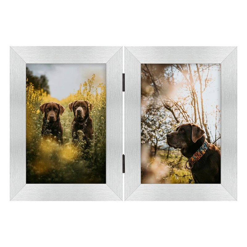Frametory, 4x6 Double Picture Frame Hinged 2 Photos Frame Collage,
