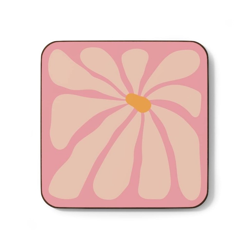 4 Coaster Set Retro Flowers 60s 70s Vintage Inspired