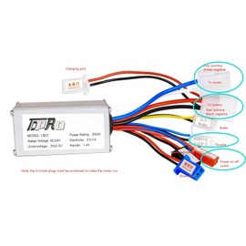 ICONSPORTSS 24V 250W Brush Motor Controller and Throttle Foot Pedal for Electric Scooter E Bike ATV Bicycle Go Kart Tricycles