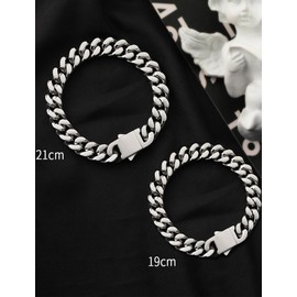 Inscca Stainless Steel Bracelet Men's Cuban Bracelets for Men 7/9/11/13 mm Cuban Curb Chain for Men 19/21/23 cm Gift Father's Day Valentine's Day Anniversary with Gift Box