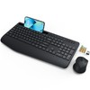 Wireless Keyboard and Mouse, Wrist Rest, Phone Holder, Batteries Included,