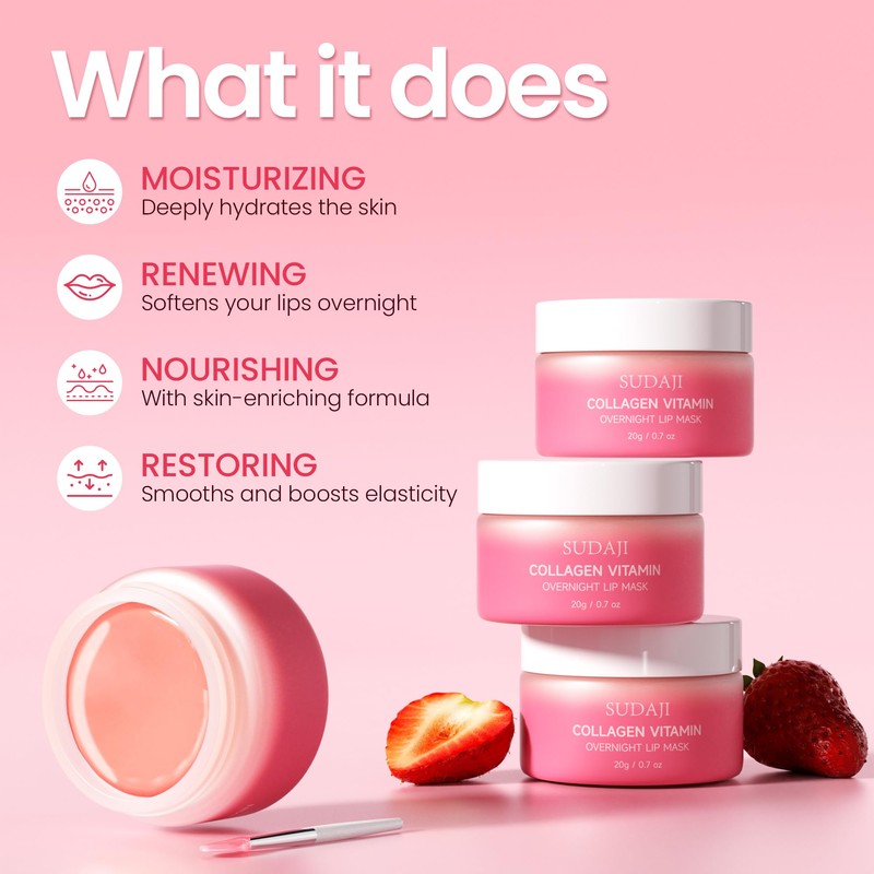 SUDAJI Collagen Lip Mask, Hydrating Lip Balm, Lip Moisture with