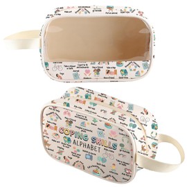 MNIGIU Coping Skills Clear Makeup Pouch Counselor Gifts Self Care Gift Psychologist Gift (Coping Skills Clear Bag)