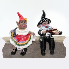 John Bernard & Company Mariachi Band Shelf Sitter Gnomes Statue Set of 2, 6 inches H, Includes Violinist and Mexican Hat Dancer, Funny Home or Garden Décor…. La Fiesta Collection (Violin)