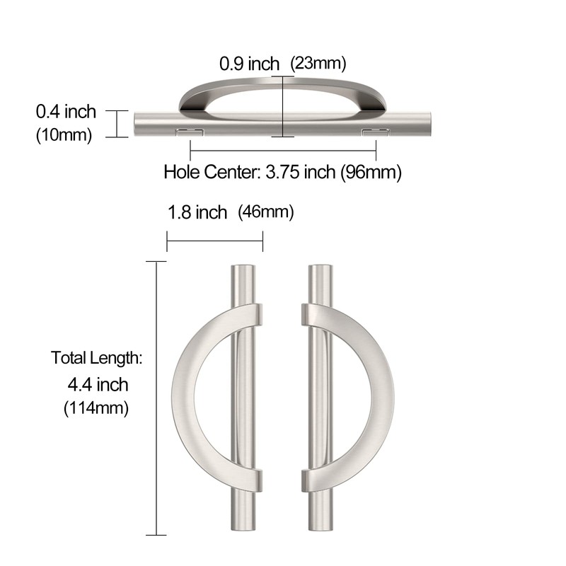 9BUILD 10 Pack 3.75 Inch Brushed Satin Nickel Kitchen Cabinet