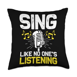 Singer Microphone Music Notes Musician Singing Vocal Throw Pillow