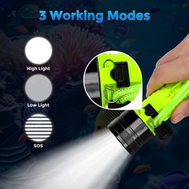BlueFire Rechargeable Diving Flashlight, 1500 Lumen Scuba Diving Light, 3 Modes Underwater IPX8 Waterproof LED Flashlight,Night Dive Torch Submersible Light for Outdoor Under Water Sports