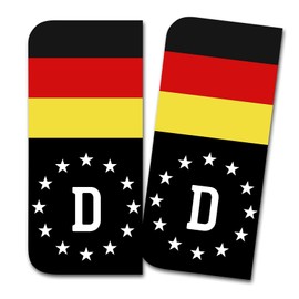 Finest Folia 2 x License Plate Stickers Perfect Fit for EU Field 11 x 5 cm Design Sticker for Number Plate Film Car Black or with Flag Car Wash Safe R167 (04 Germany, with Flag)