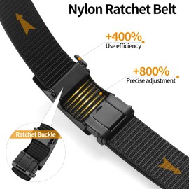 GAEKEAO Nylon Ratchet Belts for Men - Automatic Buckle Golf Belt Hiking Men Belt Casual, No Holes Adjustable Web Belts for Men