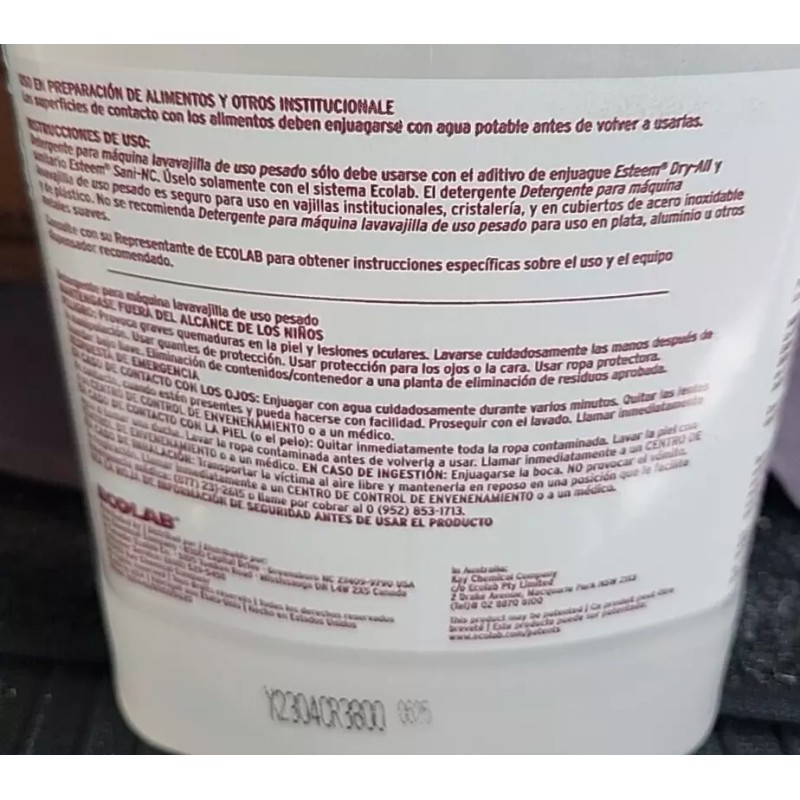 ECOLAB 1110580 MACHINE WAREWASHING DETERGENT 1 US GAL