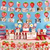 Strawberry Berry1st Birthday Photo Banner,Cupcake toppers,Hanging Swirls for Newborn to
