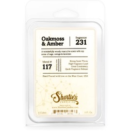 Shortie's Candle Company Oakmoss & Amber Wax Melts - Formula 117-1 Highly Scented 3 Oz. Bar - Made with Natural Oils - Incense & Earth Air Freshener Cubes Collection