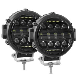 BESTZHEYU 2PCS Round LED Off Road Lights Round LED Work Light 60W Round LED Fog Lights Pod Daytime Running Light Driving Light Wrangler Truck Pickup SUV ATV UTV Spot Flood Beam Off-road Light Bar