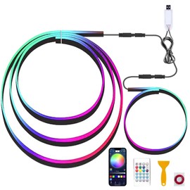 Ambientebeleuchtung Auto, 2 In 1 LED Innenbeleuchtung 110cm+35cm, 168LEDs RGB LED mit 220 Dynamischen Modi, USB Ambiente Beleuchtung für Auto Unterstützt die Bluetooth-Steuerung