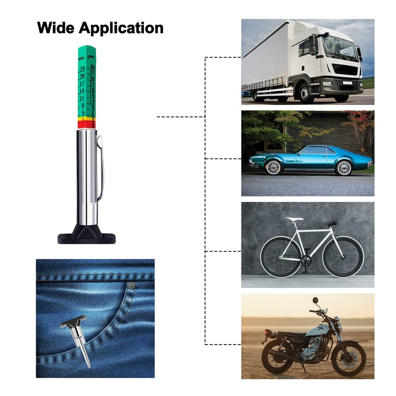 GODESON Tire Tread Depth Gauge,Two-Sided Smart Color Coded Tire Tread