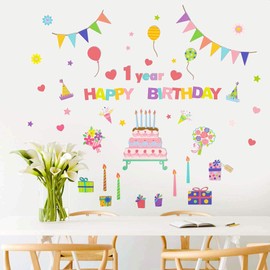 Wall Sticker Colorful Party Half Birthday Decoration 1 Year Old 2 Years 1/2 100 Days Cute Stylish Numbers Children's Party Celebration Present Gift
