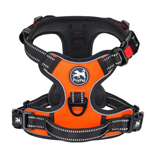 PoyPet No Pull Dog Harness with Neck Buckle, Reflective No