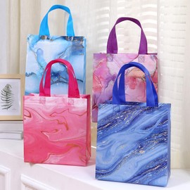 piqiya 12pcs Marble Non-woven Gift Bags with Handle，Medium Gift Bag Reusable Shopping Tote Gift Bag，Marble Pattern Tote Bag Suitable for Kids Adults Birthday，Mothers Day，Fathers Day and Baby Shower