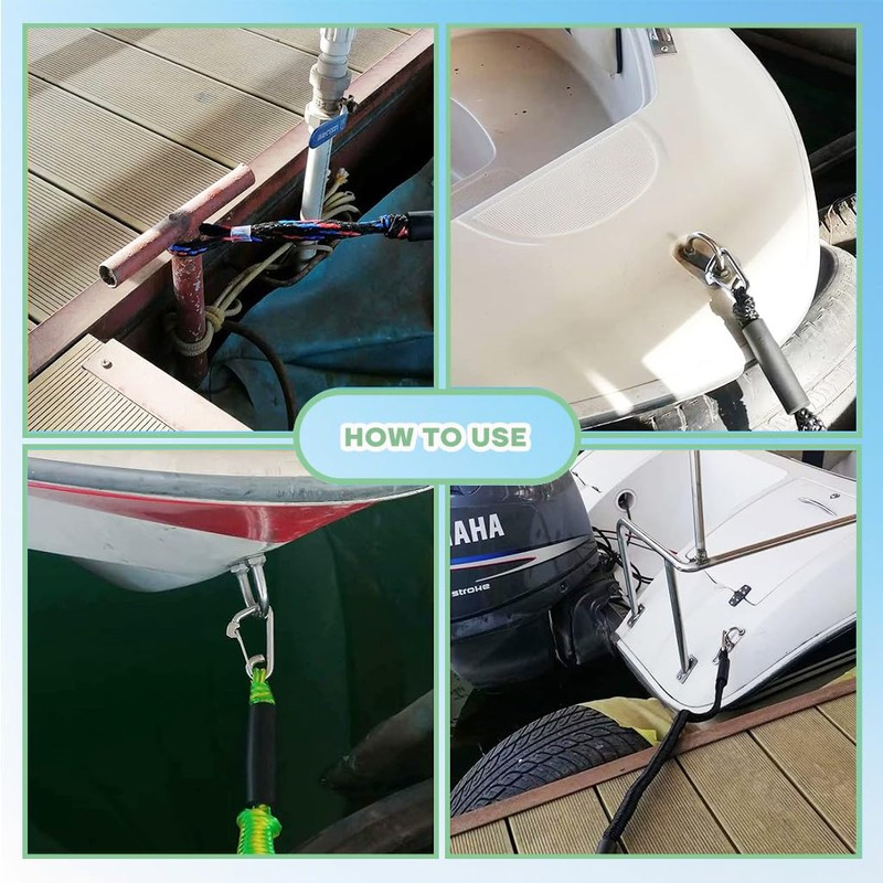 4-Pack Boat Bungee Dock Line for Temporary Boat Docking,– 4FT