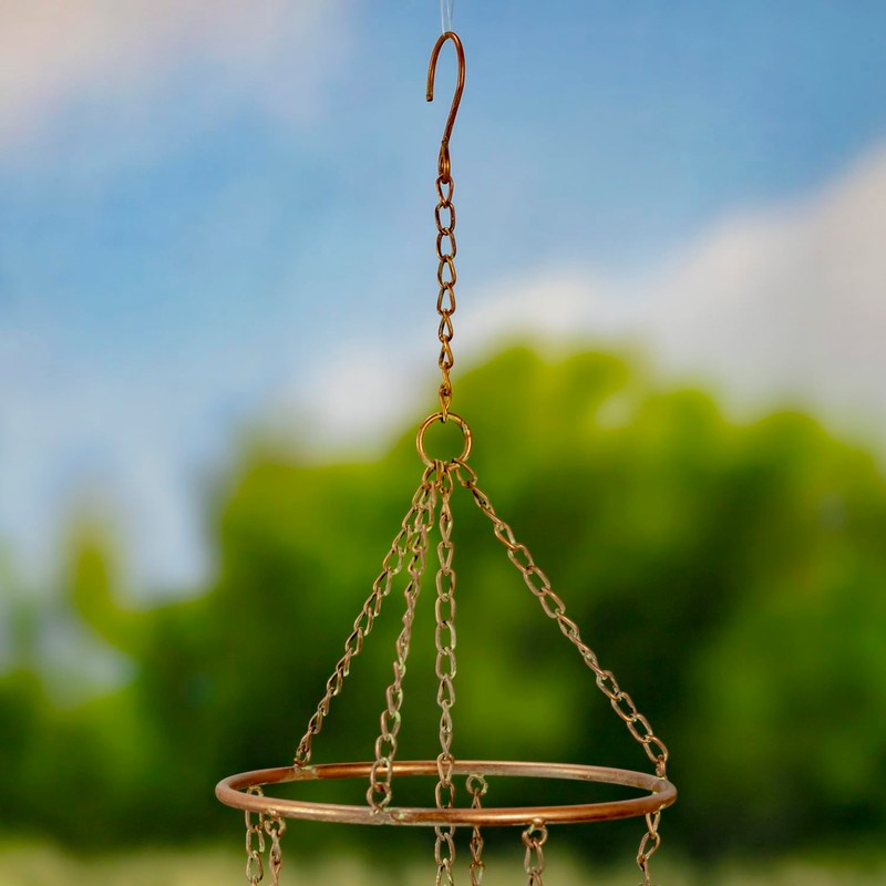 39.75" Long Antique Copper Umbrella Wind Chime with Glass Marbles