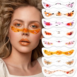 Konsait Halloween Freckles Face Tattoos for Women Girls – 15 Sheet Witch Hat Pumpkin Bat Makeup Tattoo for Halloween Party, Cosplay, Costume & Festival Style
