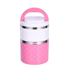 yuyte 2 Capas Fiambrera De Aislamiento, 900Ml Fiambrera Termo Térmica con Aislamiento De Acero Inoxidable Contenedor De Alimentos Caliente (Rosa)