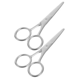 Set of 2 Round Head Nose Hair Scissors Eyebrow Trimmer Beauty Scissors Stainless Steel Compact for Travel