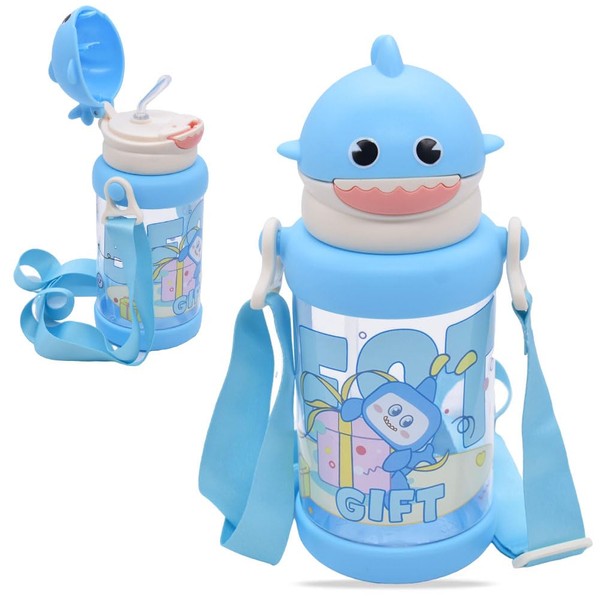 ZPSOSPZ Shark Water Bottle 650ML Shark Sippy Cups With Straw