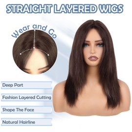 ManeMajesty Ombre Lace Front Wig Human Hair Wear and Go Glueless Wigs Human Hair Pre Plucked Pre Cut HD Lace Wig 180 Density Layered straight Wigs 16 inch FS4/27