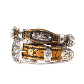 West Star Concho Rodeo Cowboy Belt Genuine Leather Silver S608C Bullrider BR M