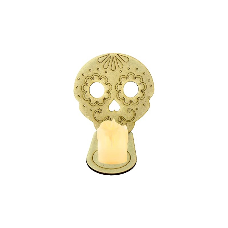 Portavela Calaverita de azúcar para altar Día de Muertos con