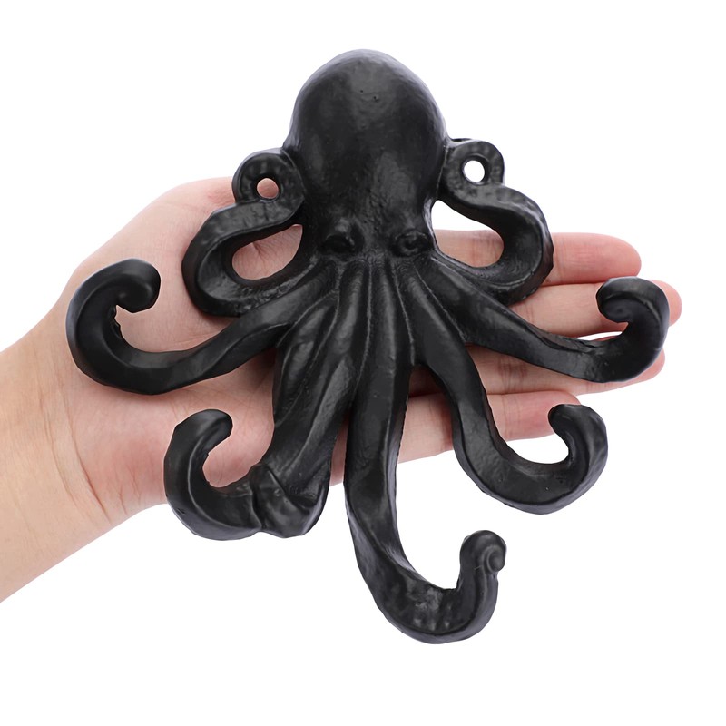 Sumnacon 6 Inch Cast Iron Octopus Coat Hook - Rustic
