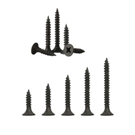 Wood Screws Assortment Kit, 250PCS High Hardness Flat Head Wood Screws Set, Phillips Drive Assorted Screws, 5 Size (1-3/8”，1-3/16”，1”，25/32”，5/8”)，Black