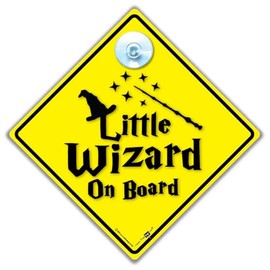 Little Wizard on Board Sign, Wizard Baby on Board Sign, Baby Wizard Car Sticker Sign With Suction Cup 14cm x 14cm