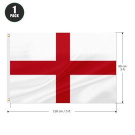 ASUNO England Flag 3 × 5 Feet Polyester English National Banner with 2 Brass Grommets Double Side Vivid Color Fade Resistant for Outside Garden Lawn Patio