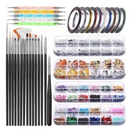 Burkey Kit De Arte De Uñas, Pinceles Decorar Manicura Decoración