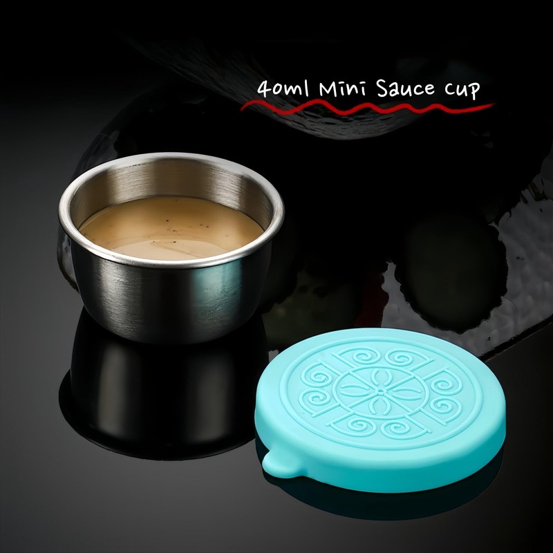AiFunT 6pcs 2.4 Oz 40ml mini Stainless Steel Condiment Containers