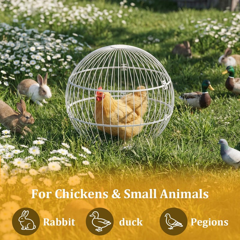 SORENCUT 17.7 Inch Metal Chicken Ball Cage, Large Rolling Chicken