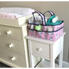 effe bebe Baby Diaper Caddy Organizer - Nursery Storage Bin for Boys and Girls - Car Traveling Organizer -Removable Inserts for Diapers and Baby Wipes - Newborn Essentials Must Haves