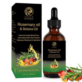 Style My Edges Rosemary Oil and Batana Oil, 60ml, Improves Scalp Blood Flow, Stimulates New Hair Growth, Restores Moisture and Hydration, 100% Pure and Natural