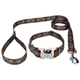 Country Brook Petz - Premium Saddle Up Dog Collar and Leash - Country and Western Collection with 6 Rugged Designs (5/8 Inch, Small)